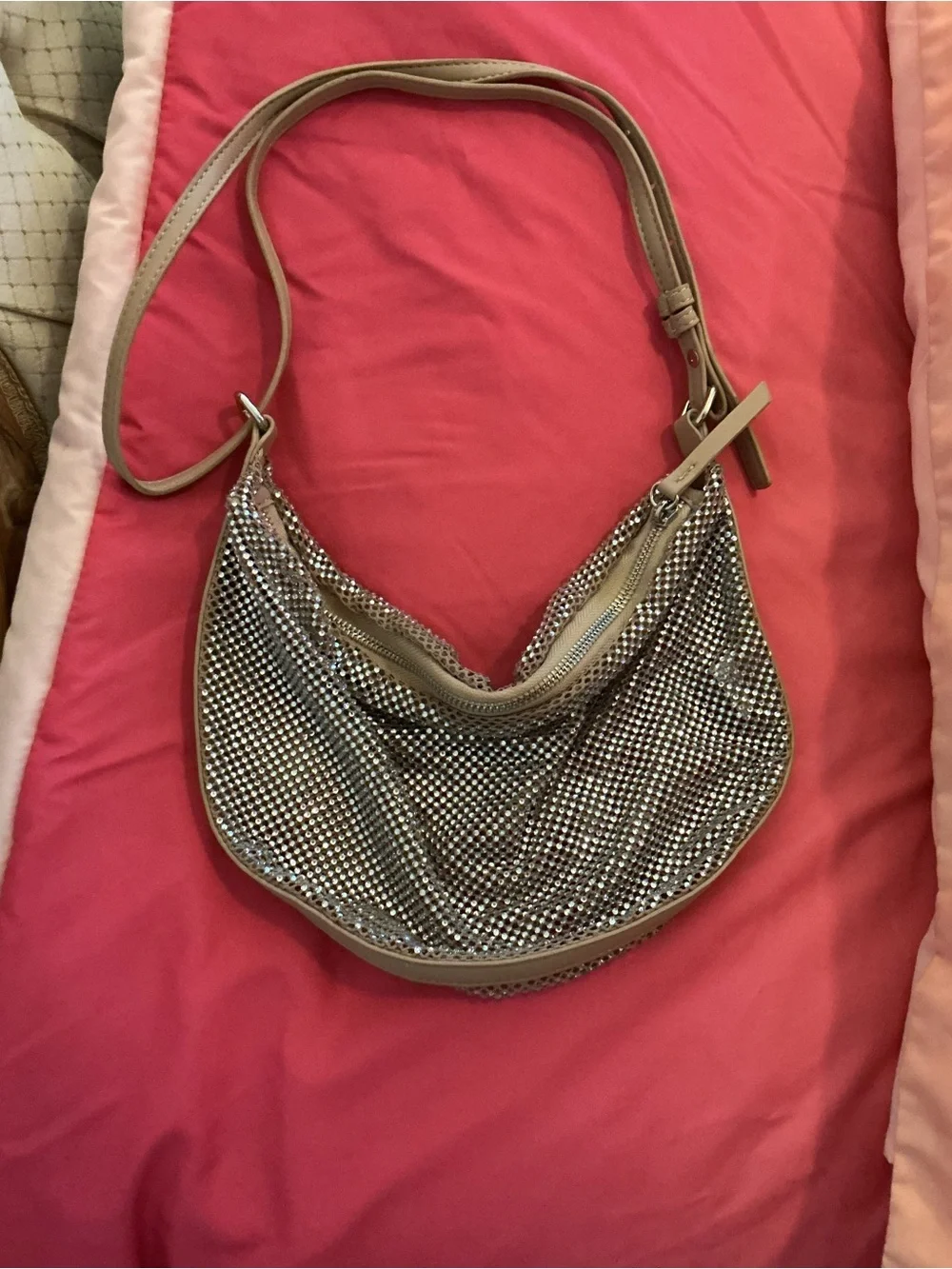 Forever 21 Rhinestone Silver Crystal Mesh Shoulder Bag NWOT